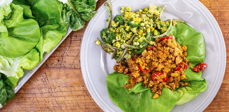 Rachael S Hot Honey N Peanut Chicken Lettuce Wraps And Griddled Corn Rachael Ray Show