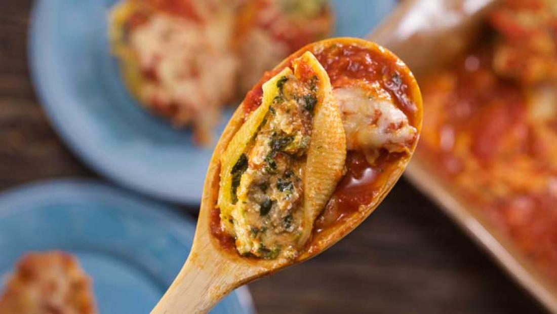 Super Stuffed Shells With Spinach And Italian Sausage Recipe Rachael Ray Show