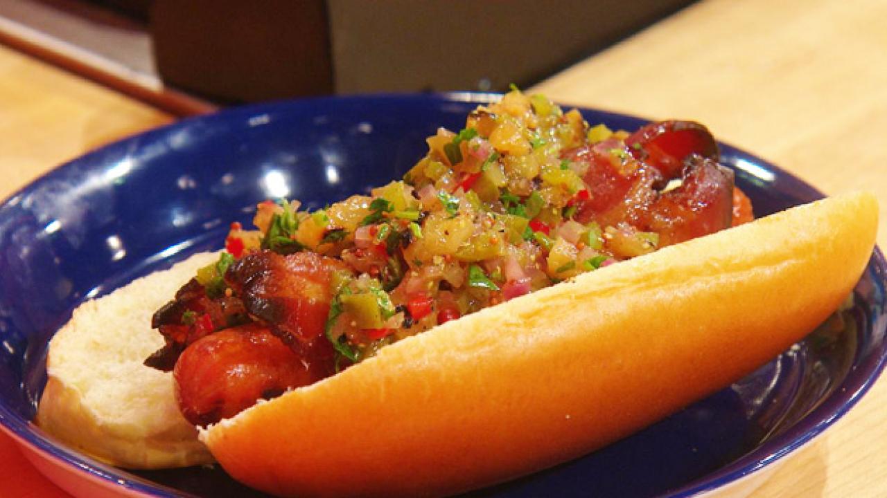 Hot Dogs with Spicy Pineapple Relish Recipe