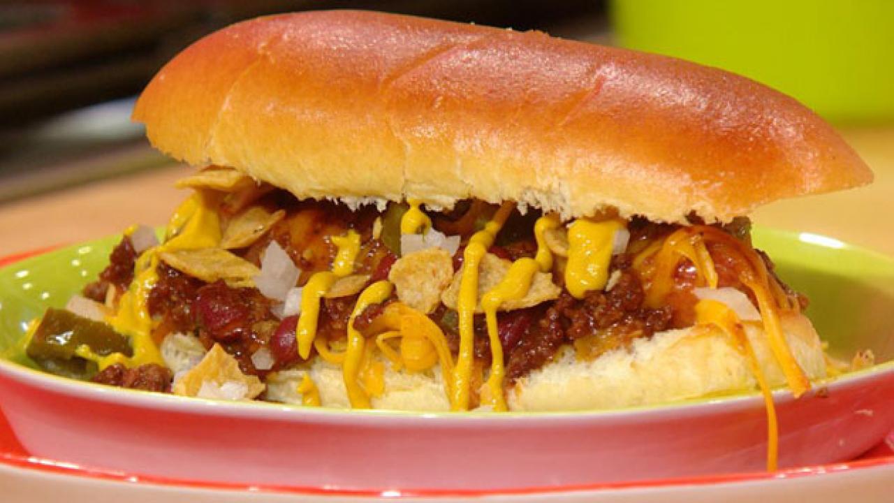 Devilish Chili-Cheese Dogs Recipe, Rachael Ray