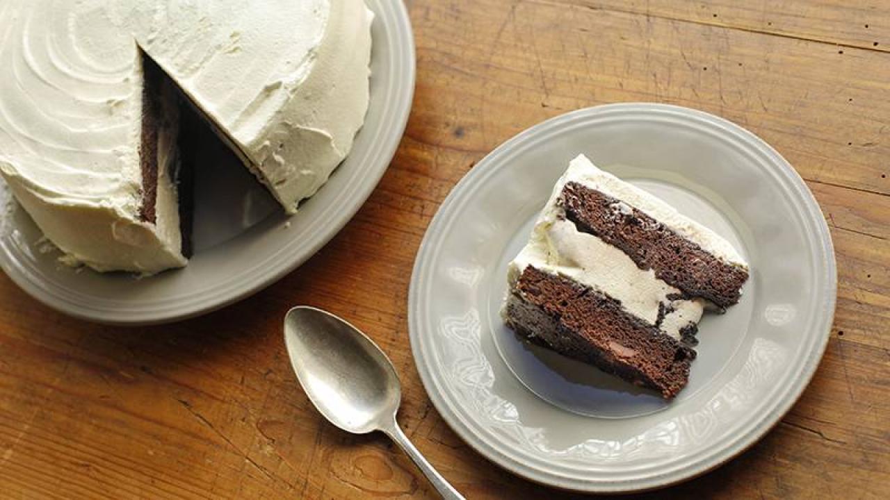 Wicked chocolate brownie and praline ice-cream cake