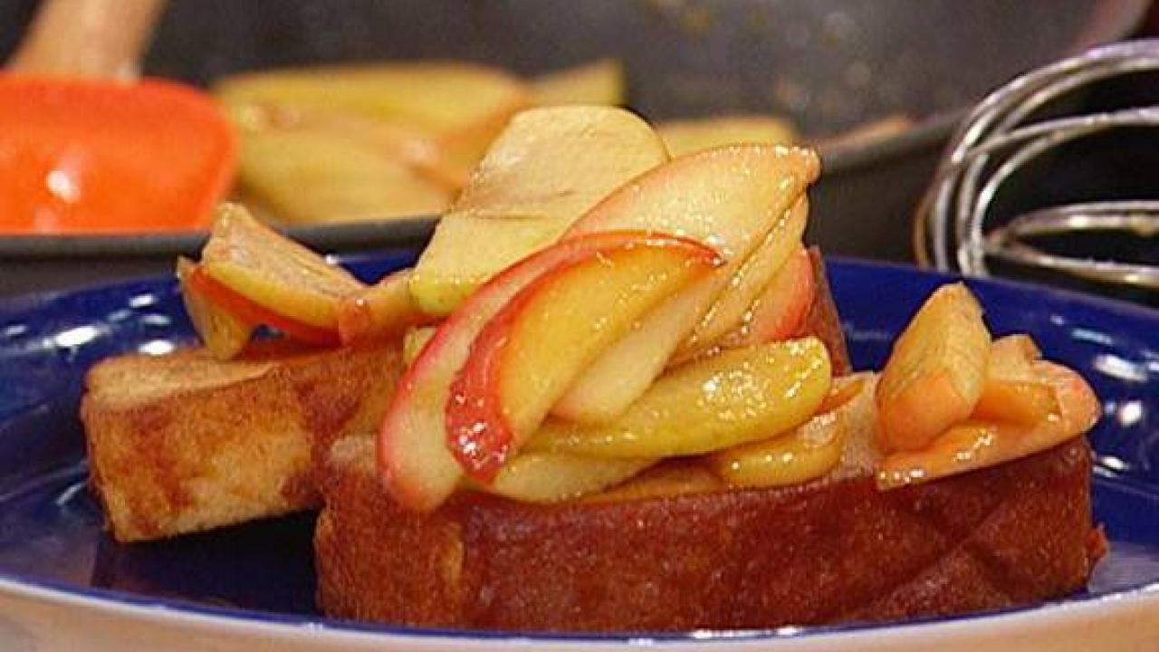 Pound Cake French Toast With Sauted Apples Recipe Rachael Ray Show