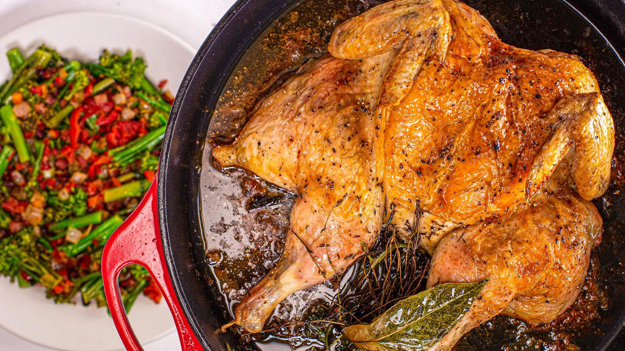 Roasted Chicken with Disco Fries and Broccolini Recipe | Rachael Ray Show