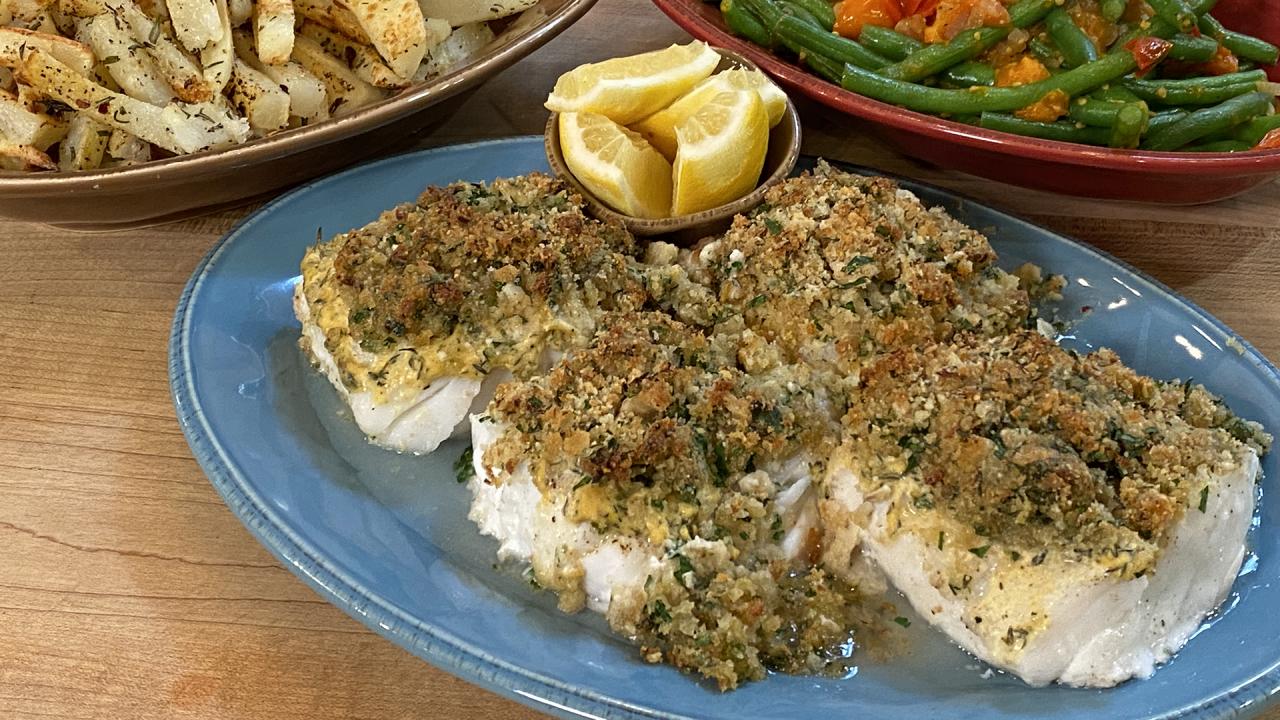 Baked Fish Recipe With Garlic Cheese Breadcrumbs From Rachael Ray   Baked Fish 