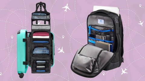 travel backpack and suitcase