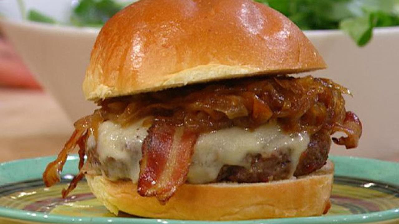 Bacon Burgers with Maple Bourbon Caramelized Onions - Butter Be Ready