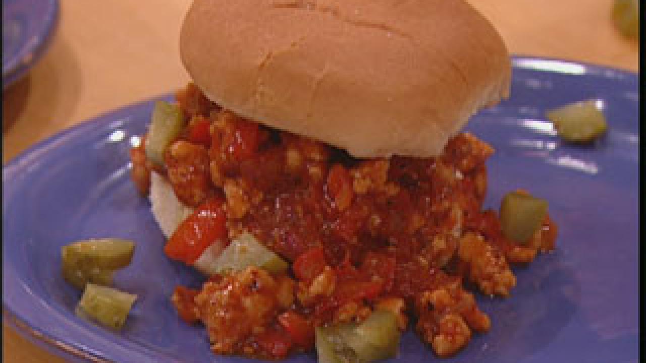 Bbq Chicken Sloppy Joes With Cheesy Waffle Fries Recipe Rachael Ray