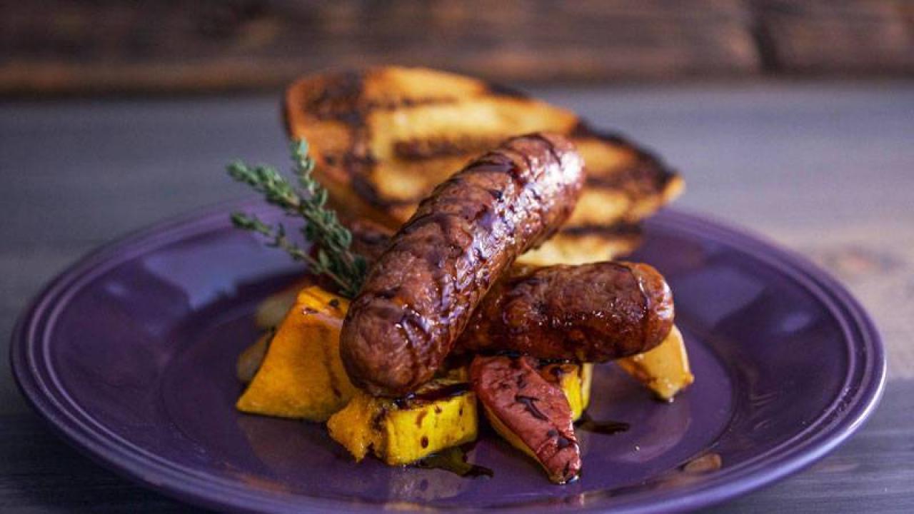 Roasted Sausages With Butternut Squash And Pears Recipe Rachael Ray Show