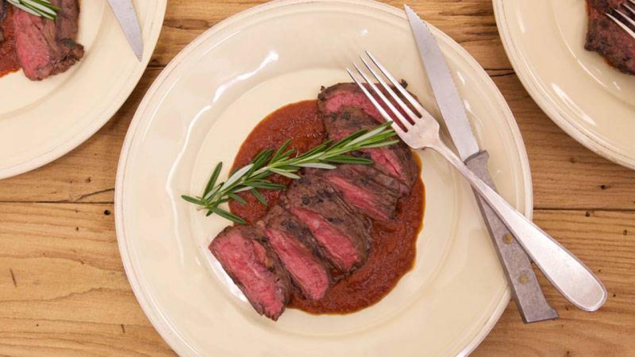 Mario Batali’s Grilled Skirt Steak with Cherry Barbecue Sauce | Rachael ...