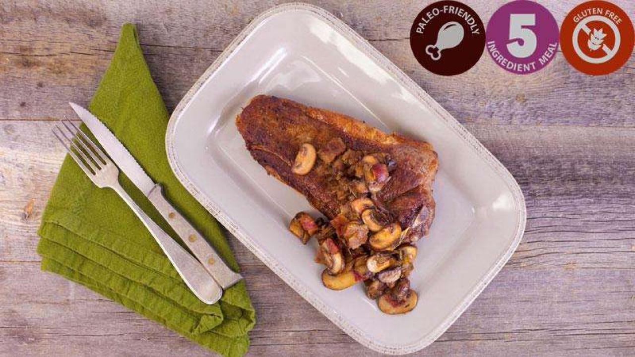 Steaks With Bacon And Mushrooms Recipe Rachael Ray Show