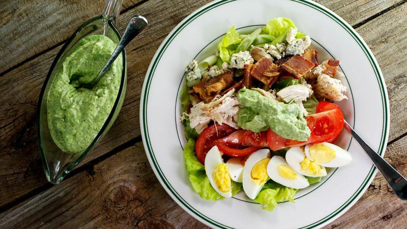 Rachael S Rotisserie Chicken Cobb Salad With Avocado Ranch Dressing Rachael Ray Show